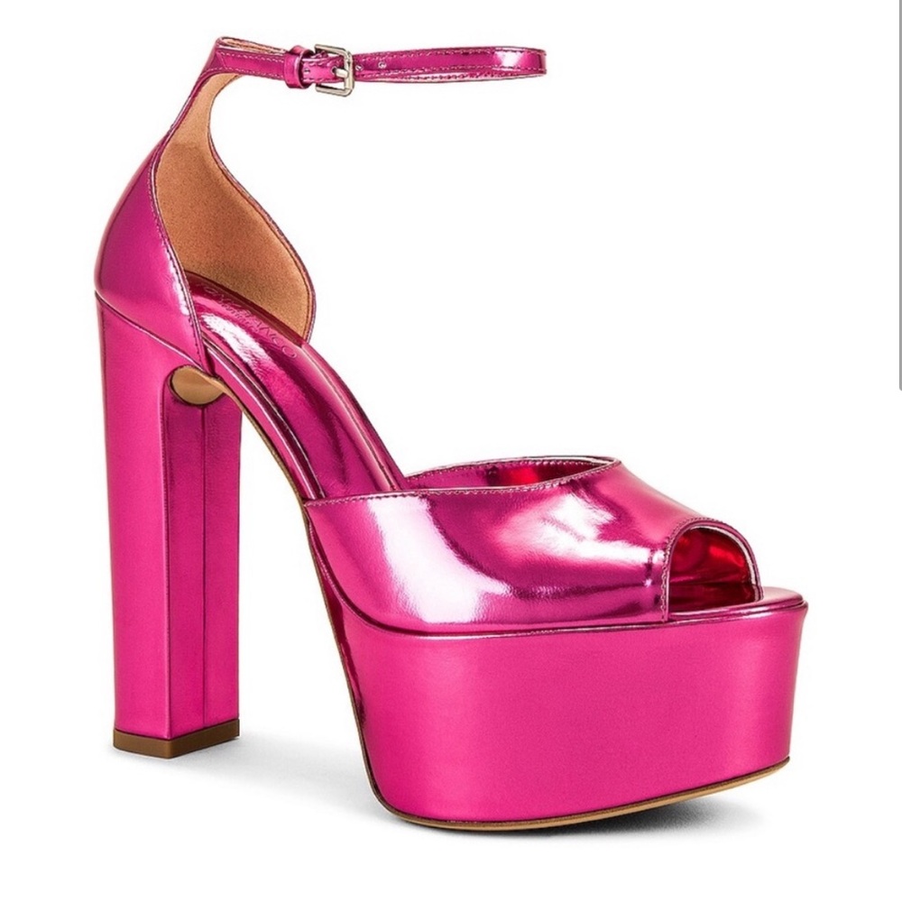 Jayze Heel in Lipstick Glimmer Pink Platform Metallic